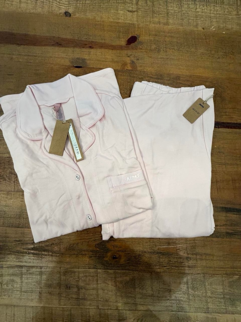 SKIMS Light Pink Button-Front Pajama Set